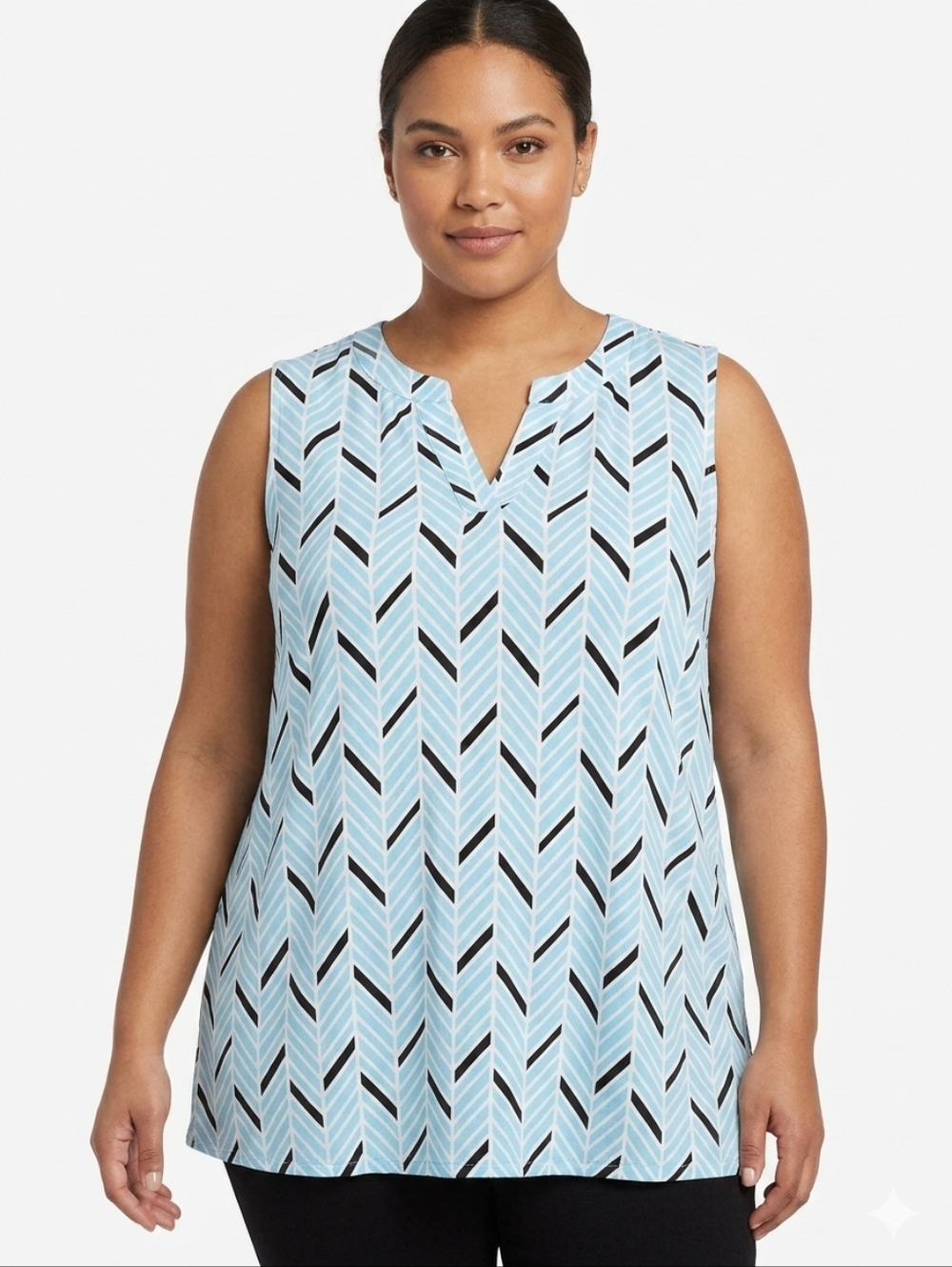 NWT Kim Rogers Blue Geometric Sleeveless Tunic